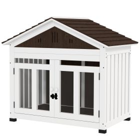 PawHut 40"L Wooden Dog House Outdoor Indoor for Small, Medium, Large Dogs, with Air Vents & Elevated Removable Floor PawHut 40"L Wooden Dog House Outdoor Indoor for Small, Medium, Large Dogs, with Air Vents & Elevated Removable Floor